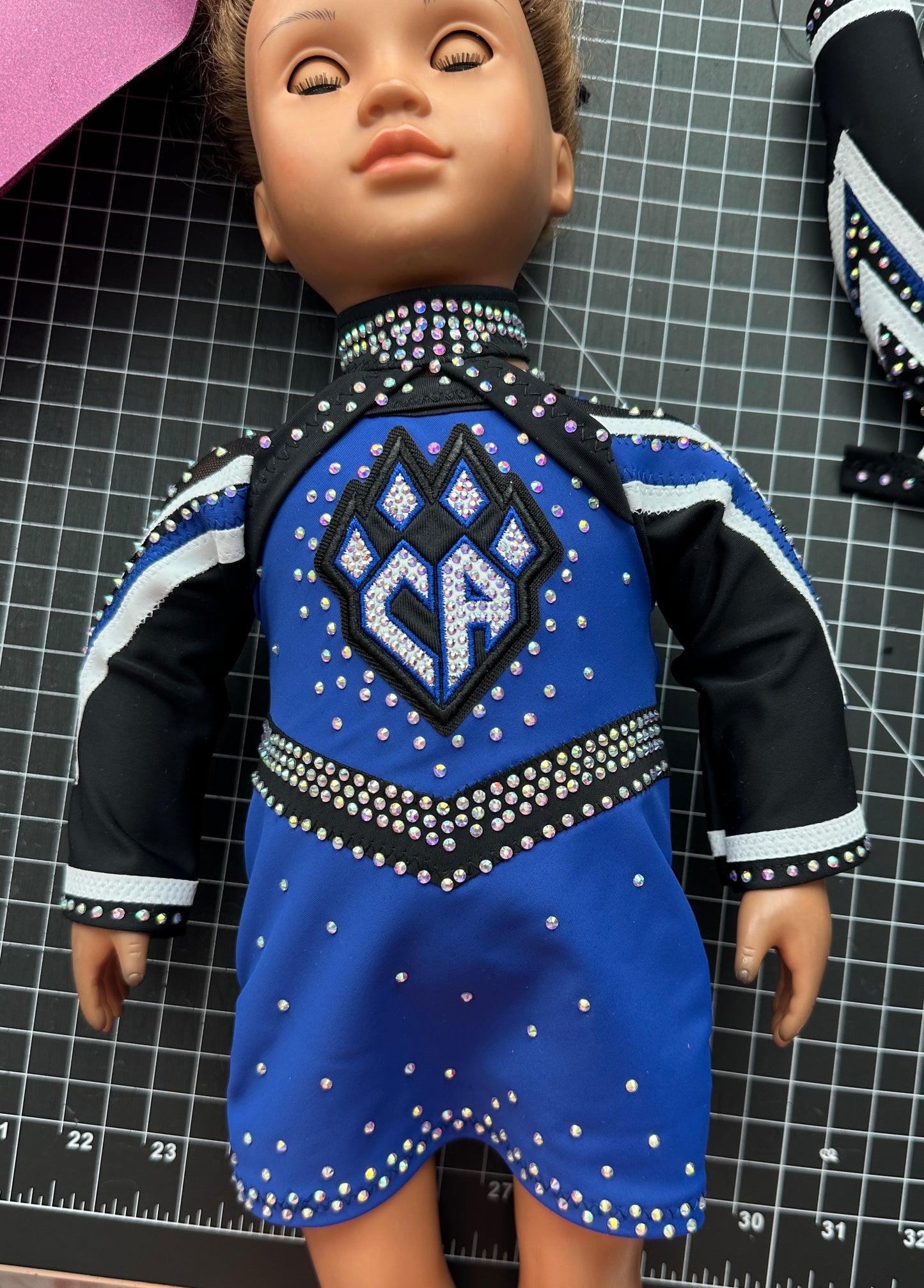 Blue white ca preps cheer uniform for American girl 18โ doll custom