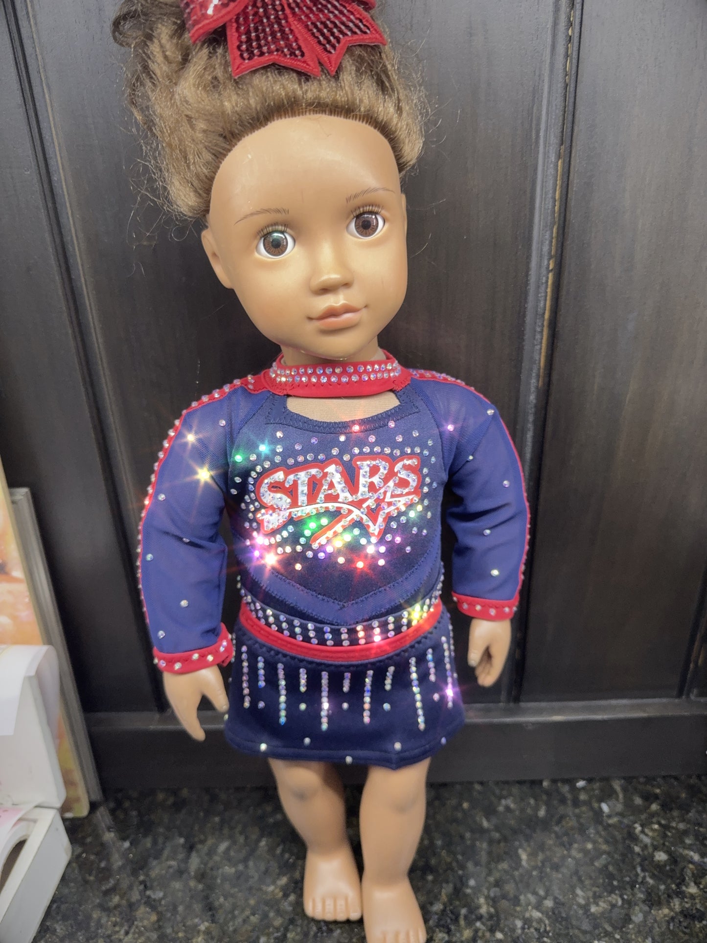 Stars interactive 2 logo - cheer uniform with bow for American girl doll