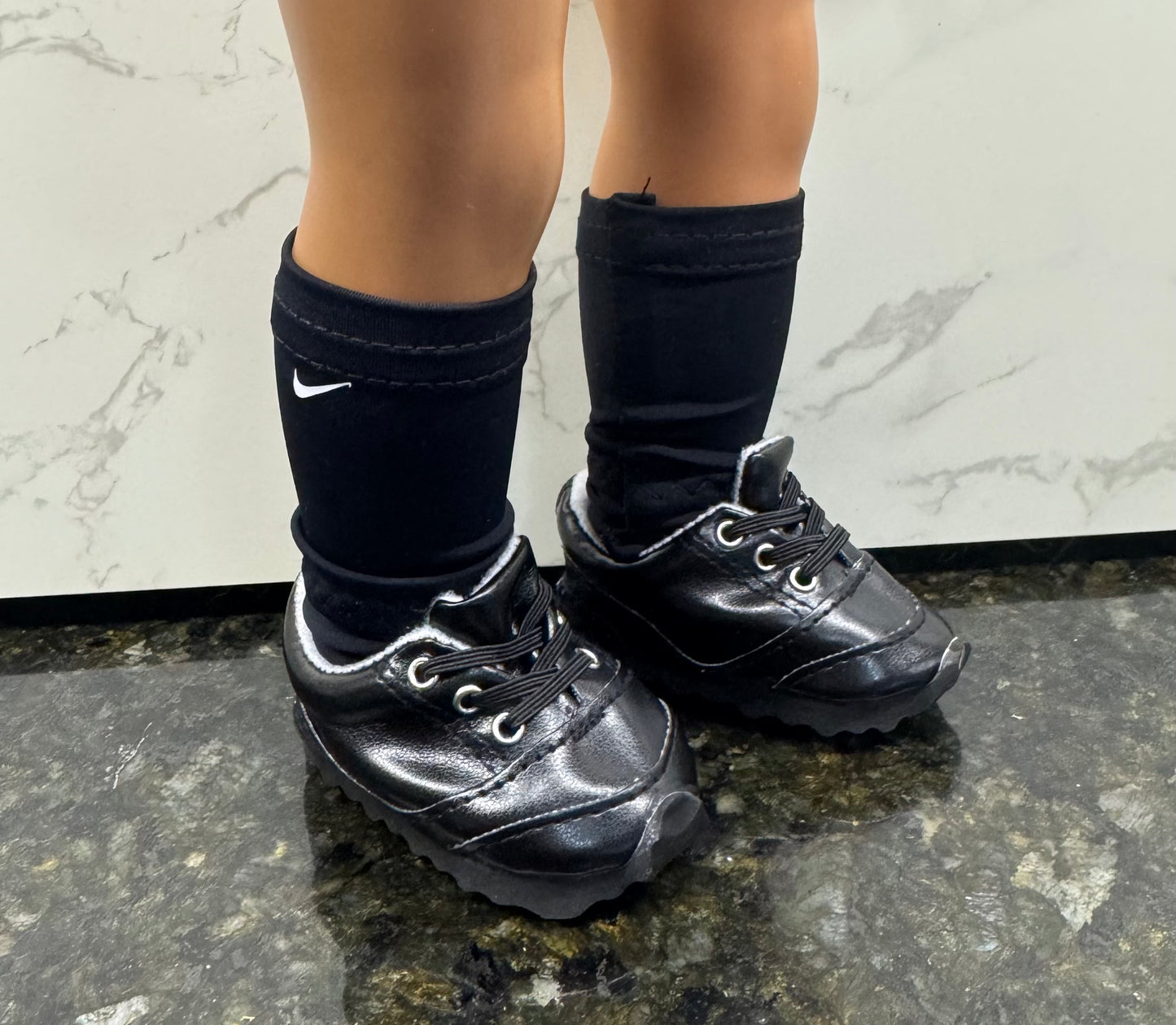 Black cheer shoes will fit 18” or any American Girl doll - add to custom uniform purchase