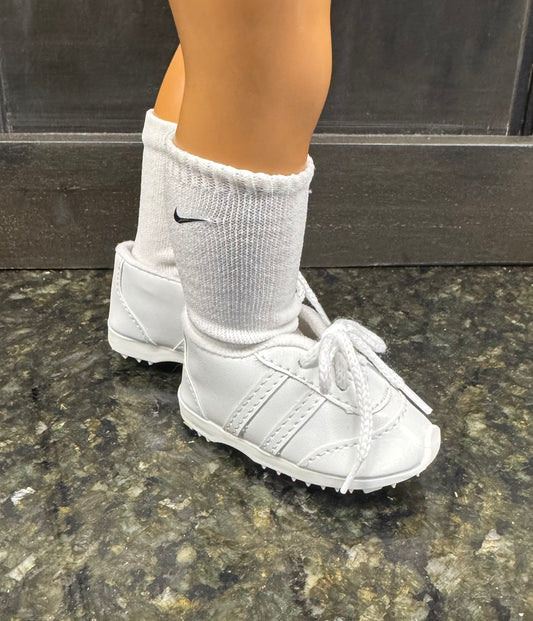 18” doll white Cheer shoes - add on with purchase