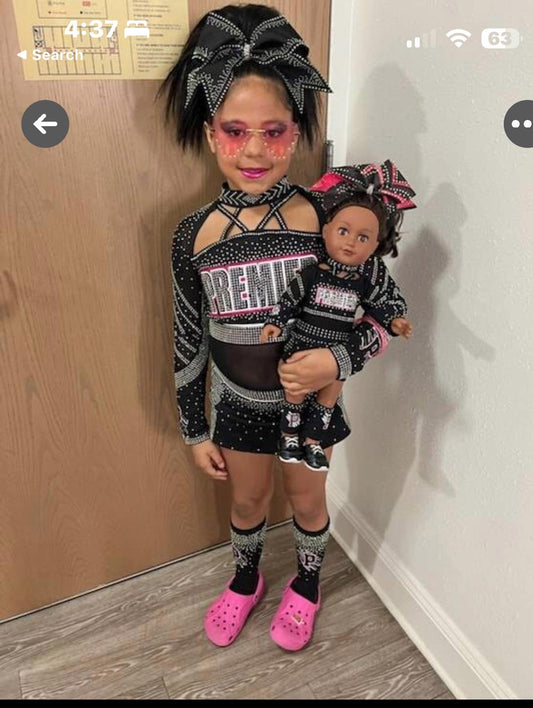 18” 18 inch doll CuStOm CHEER or DANCE girl uniform / costume rhinestone Made to Match Easter gift Allstar all star cheerleader American