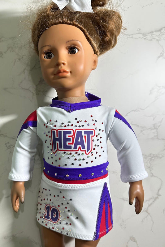 Perfect 10 heat cheer uniform for American girl doll 18” made to match heirloom