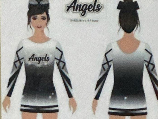 New angels prep novice ombré cheer uniform for American girl doll 18” with matching tall socks and bow allstar