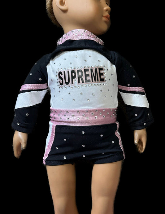 Supreme rose gold cheer uniform for American girl doll 18” made to match good luck gift