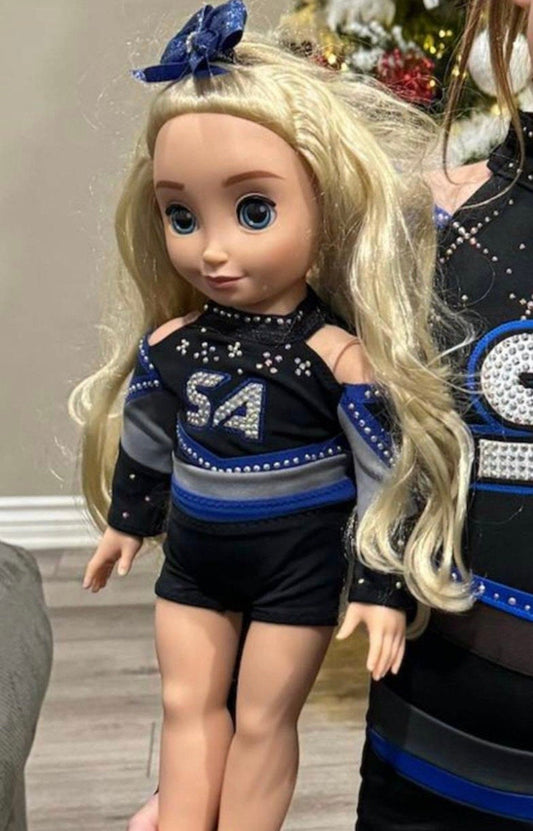 SA S A  cheer uniform for American girl doll 18” force heirloom gift made to match