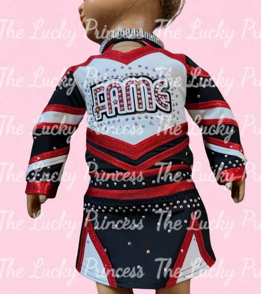 Custom 2027 Elite FAME cheer uniform for American girl 18” doll made to match present gift *team pricing*