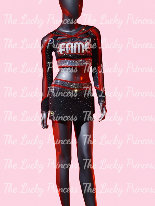 2027 FAME elite cheer uniform for American girl 18” doll made to match Christmas present gift red black