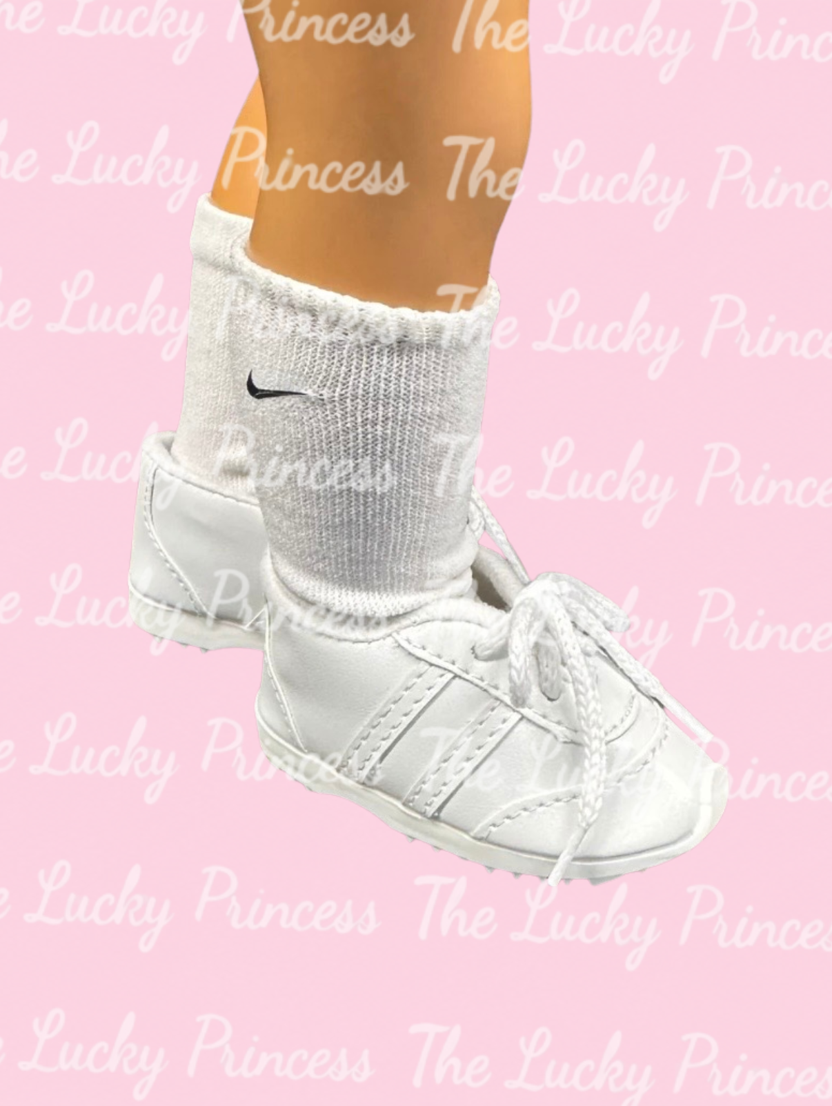 White cheer shoes will fit 18” dolls - add on for uniforms made by The Lucky Princess