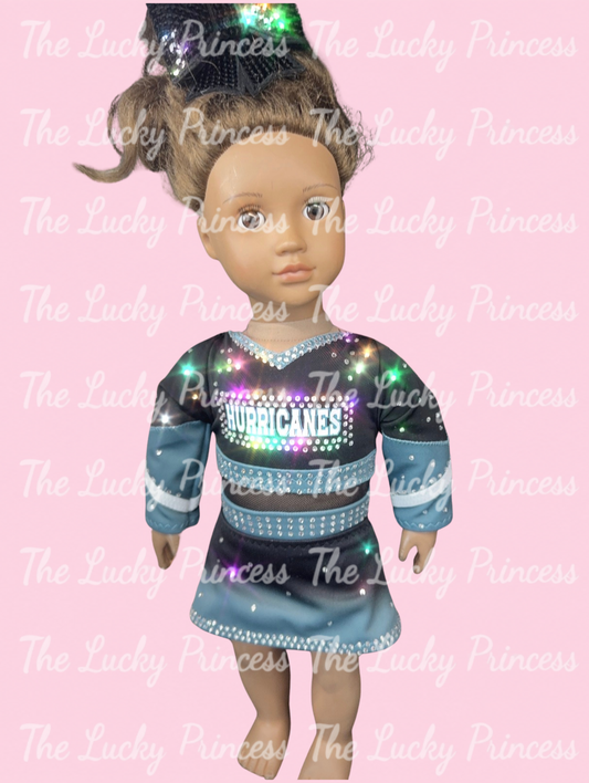 Hurricanes cheer uniform for girl doll 18” made in American