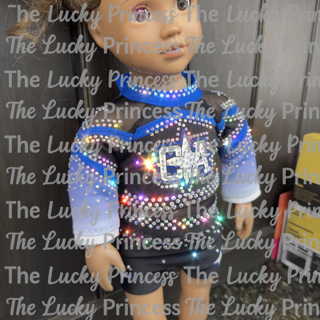 California Allstars Cali cheer uniform outfit for American girl doll 18” with socks and bow Christmas TEAM PRICING