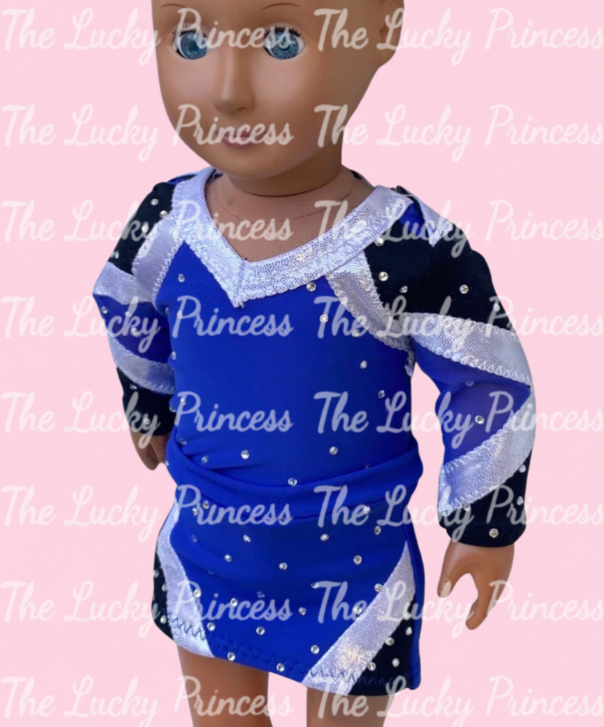 Blue white ca preps cheer uniform for American girl 18” doll custom