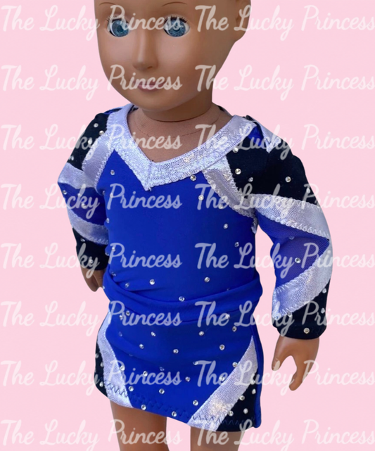 Blue white ca preps cheer uniform for American girl 18” doll custom