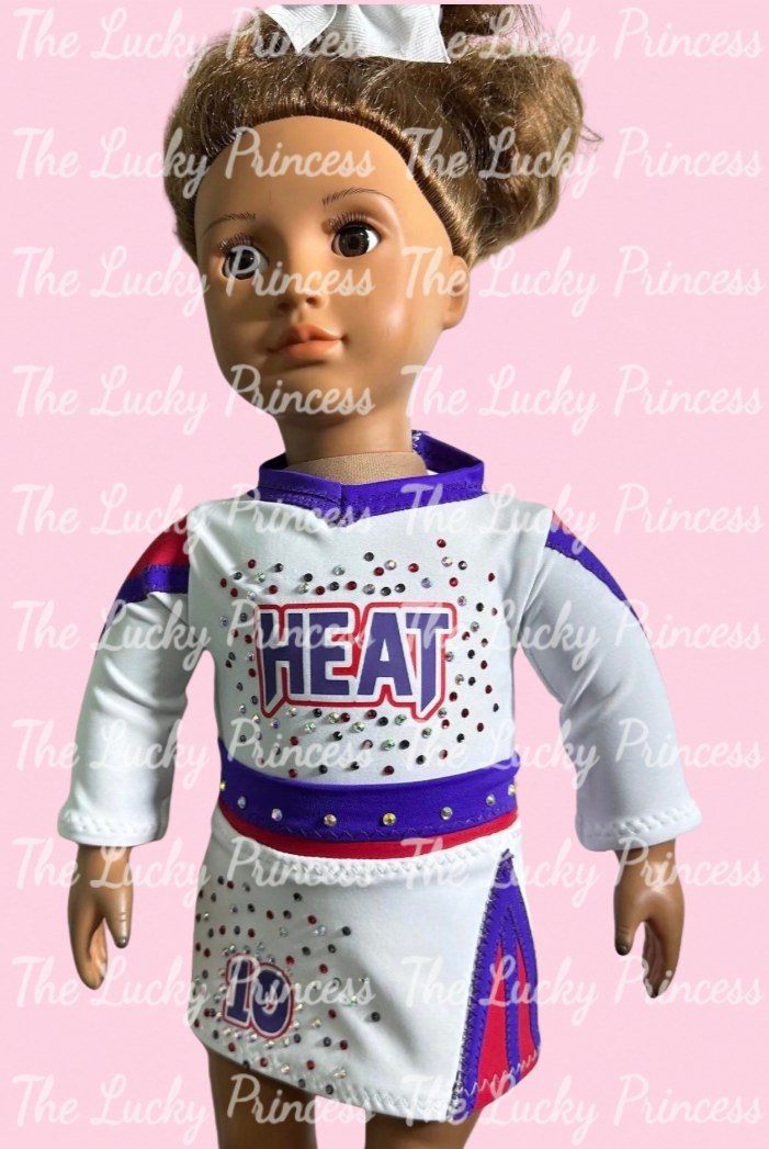Perfect 10 heat cheer uniform for American girl doll 18” made to match heirloom