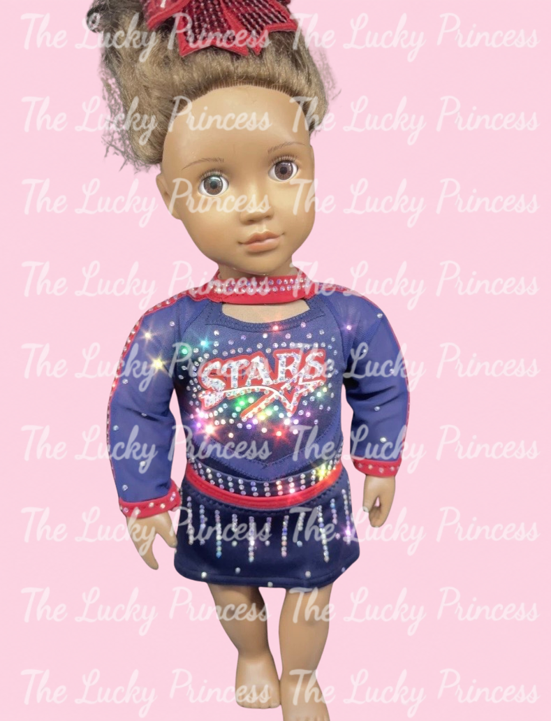 Stars interactive 2 logo - cheer uniform with bow for American girl doll
