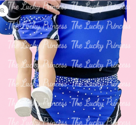 Cheer uniform for American Girl or any 18” doll blue, black, white no logo
