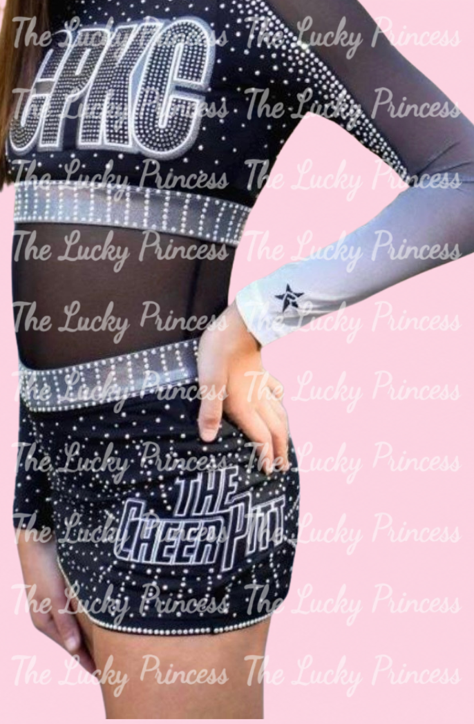 Custom TCPKC The Cheer Pitt cheer uniform for American Girl bulk 2 logo mesh ombre white black matching match 18”