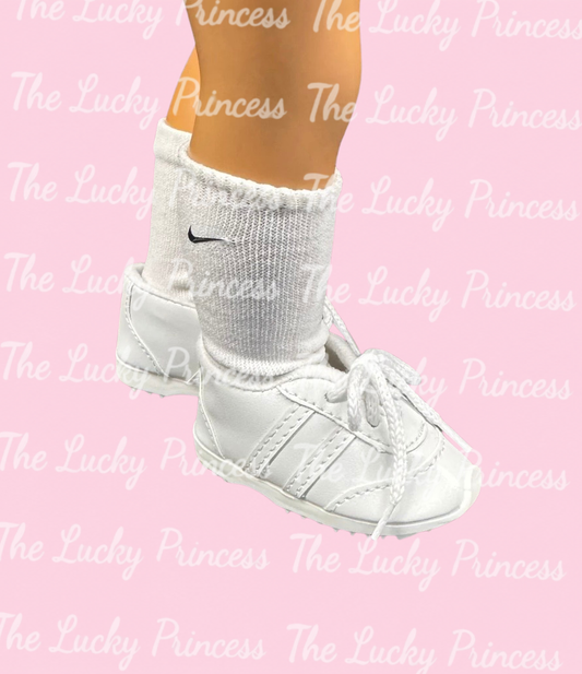 18” doll white Cheer shoes - add on with purchase