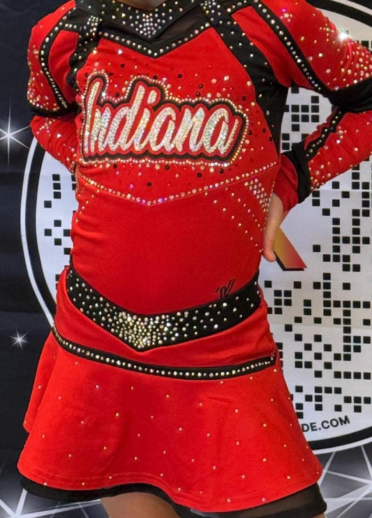 2025 Indiana cheer uniform for American girl doll or any 18” red black