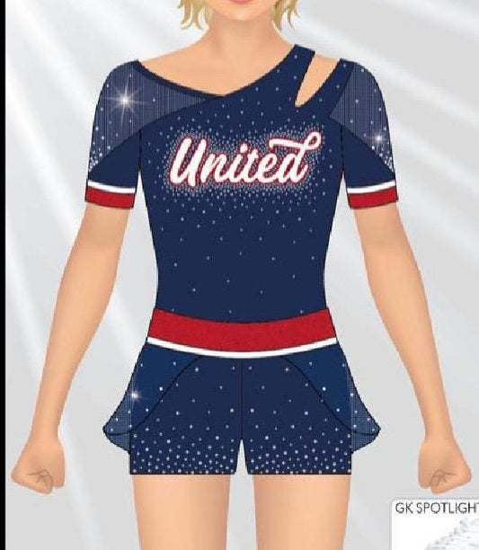 United cheer uniform with no tummy mesh for American girl doll 18”