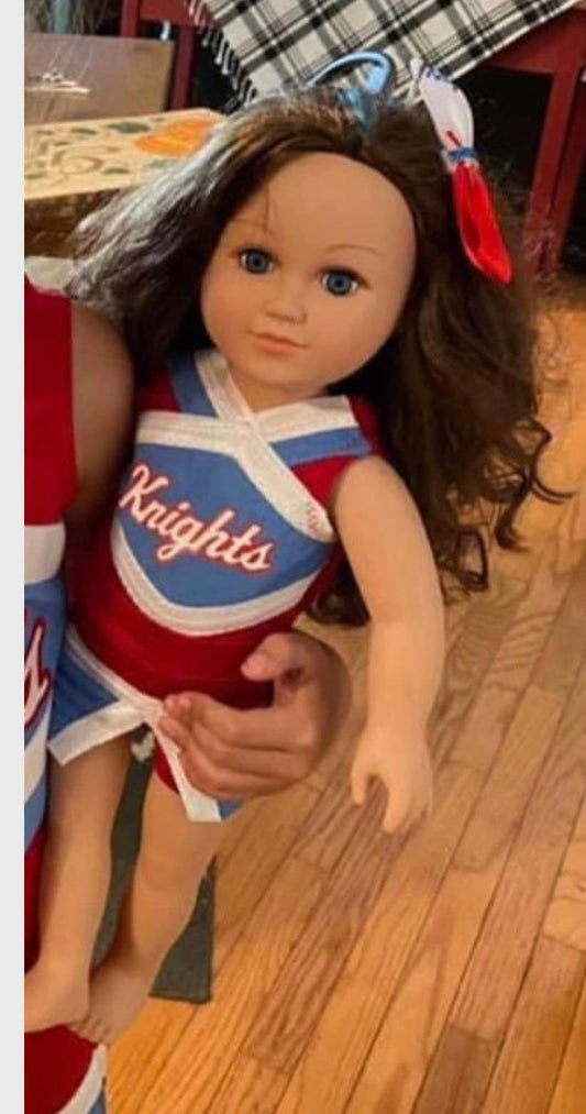 Custom kings knights uniform with matching bow for American girl