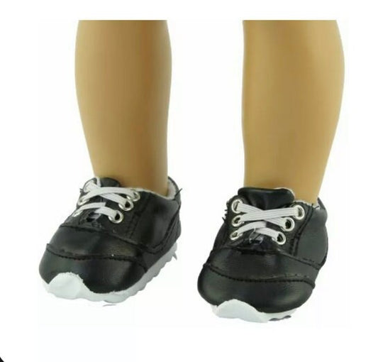 Black cheer shoes will fit 18” or any American Girl doll - add to Lucky Princess custom cheer doll uniform purchase